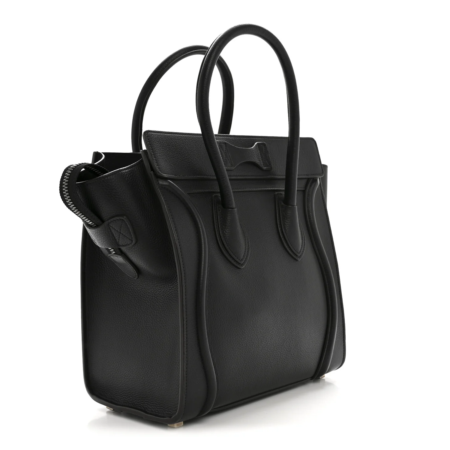 Drummed Calfskin Micro Luggage Black