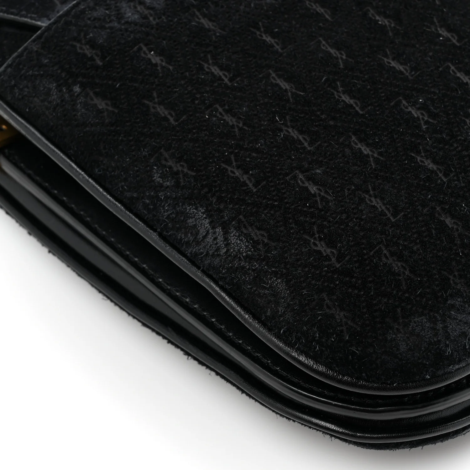 Suede All-Over Monogram Small Le Monogramme Satchel Black