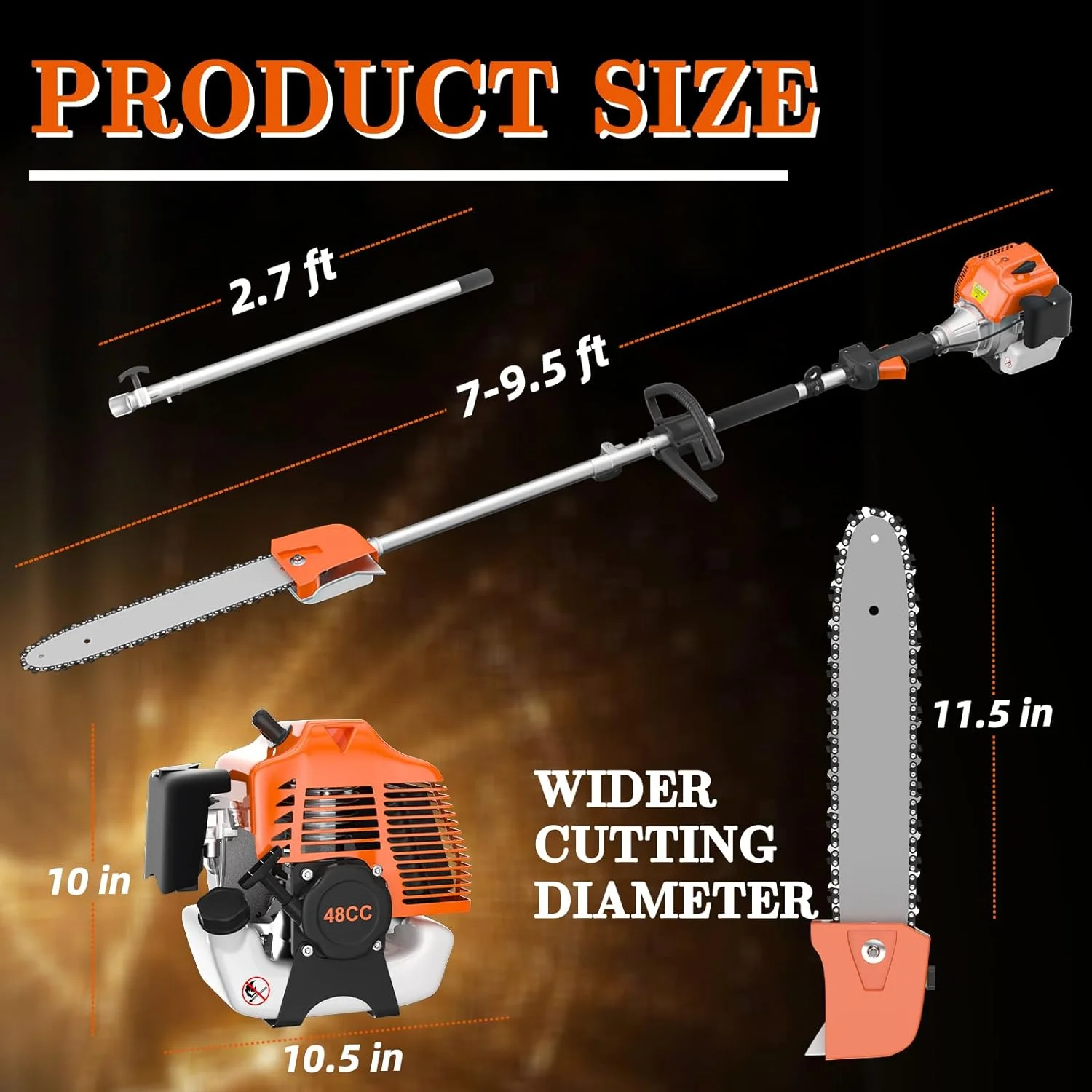 36cc Gas String Trimmer,2-Stroke 3 in 1 Gas Brush Cutter,Weed Eater Gas Powered and Gas Weed Wacke Trimmer for Weeds and Grass(36CC) - Image 9