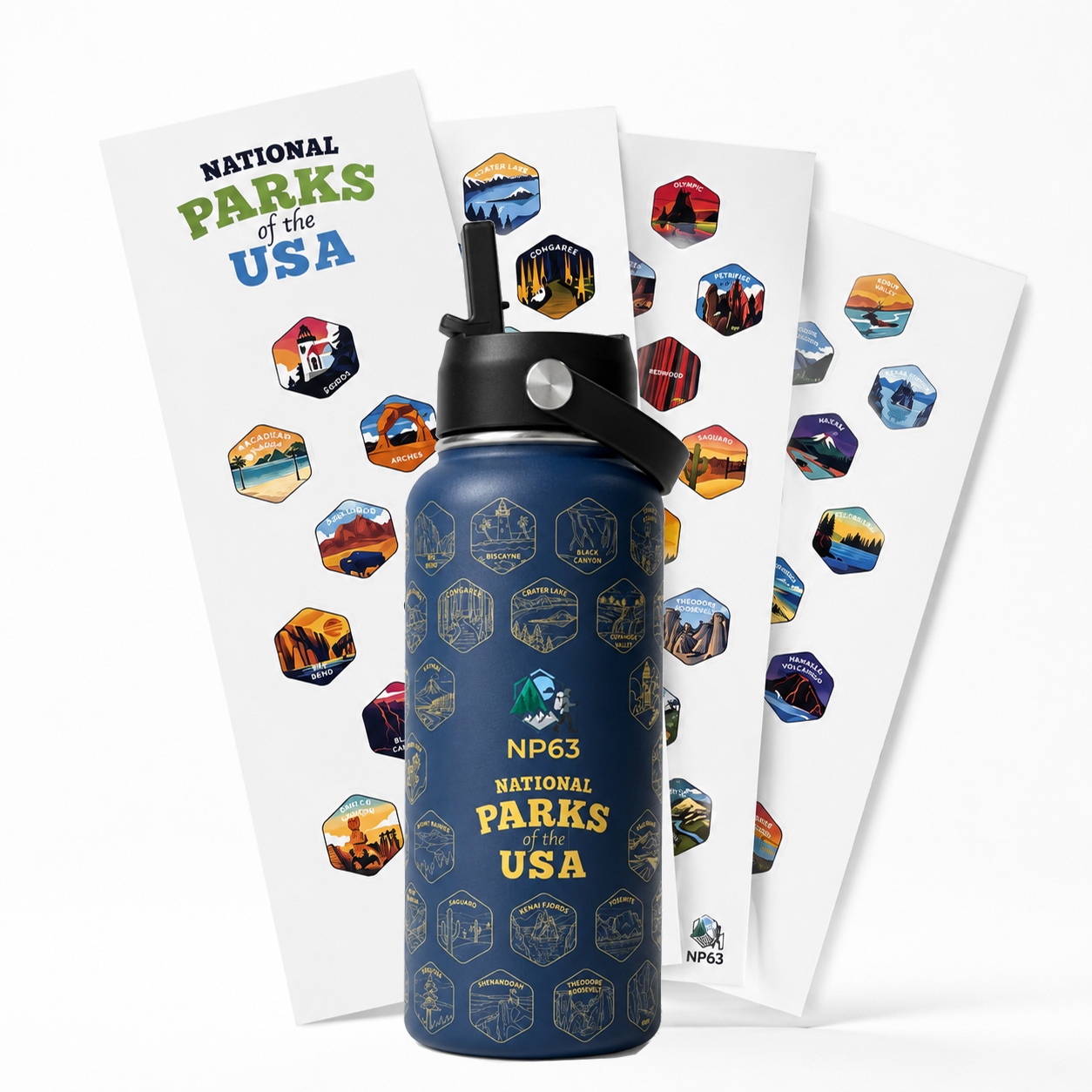 NP63 National Parks Water Bottle + Stickers