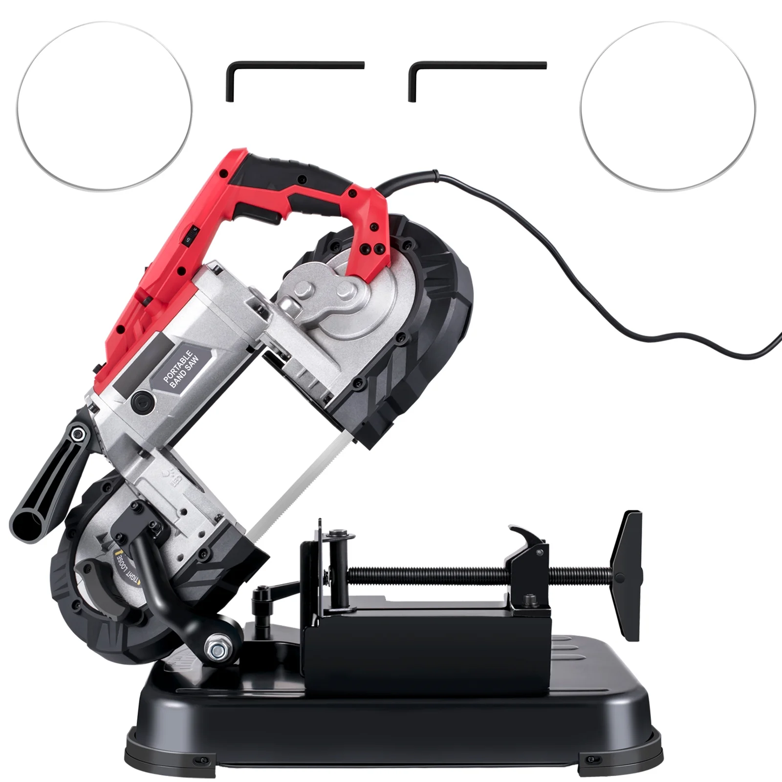Portable band saw, 110V removable alloy steel base rechargeable band saw, 5 inch cutting capacity handheld band saw, variable speed portable band saw, 10 amp motor, deep cutting band saw for - Image 3