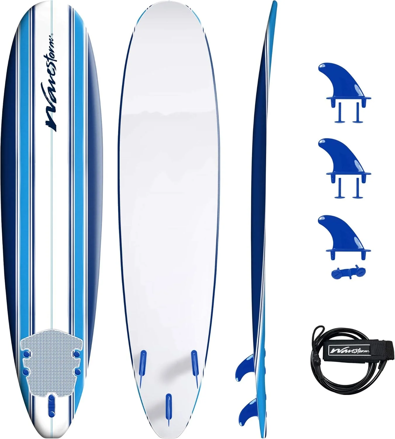 Planche de surf Wavestorm Classic 8 pieds // Longboard en mousse sans wax pour adultes et enfants de tous niveaux