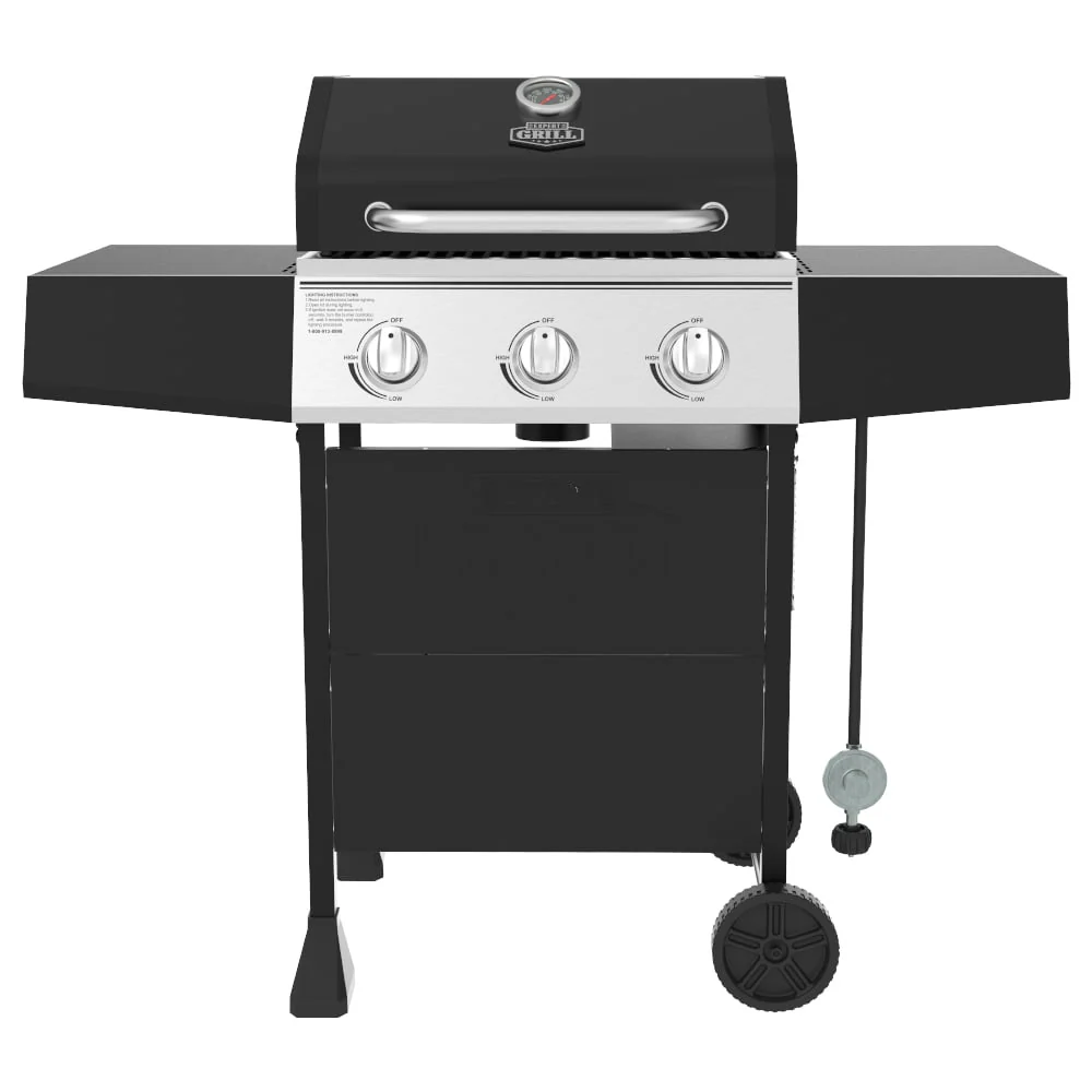 3 Burner Propane Gas Grill in Black(Black)