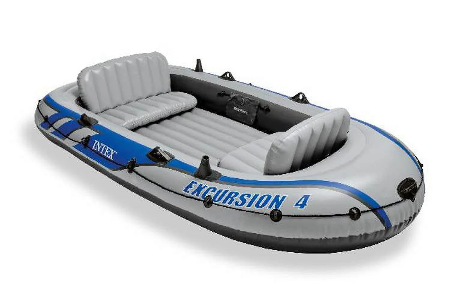 Intex Excursion 4 Inflatable Raft Set w/ 2 Transom Mount 8 Speed Trolling Motors Image 2
