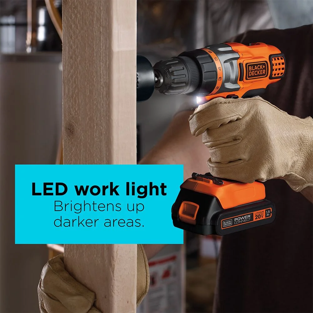 20V Cordless Drill/Driver, Lithium Ion Battery and Charger Included - Image 5