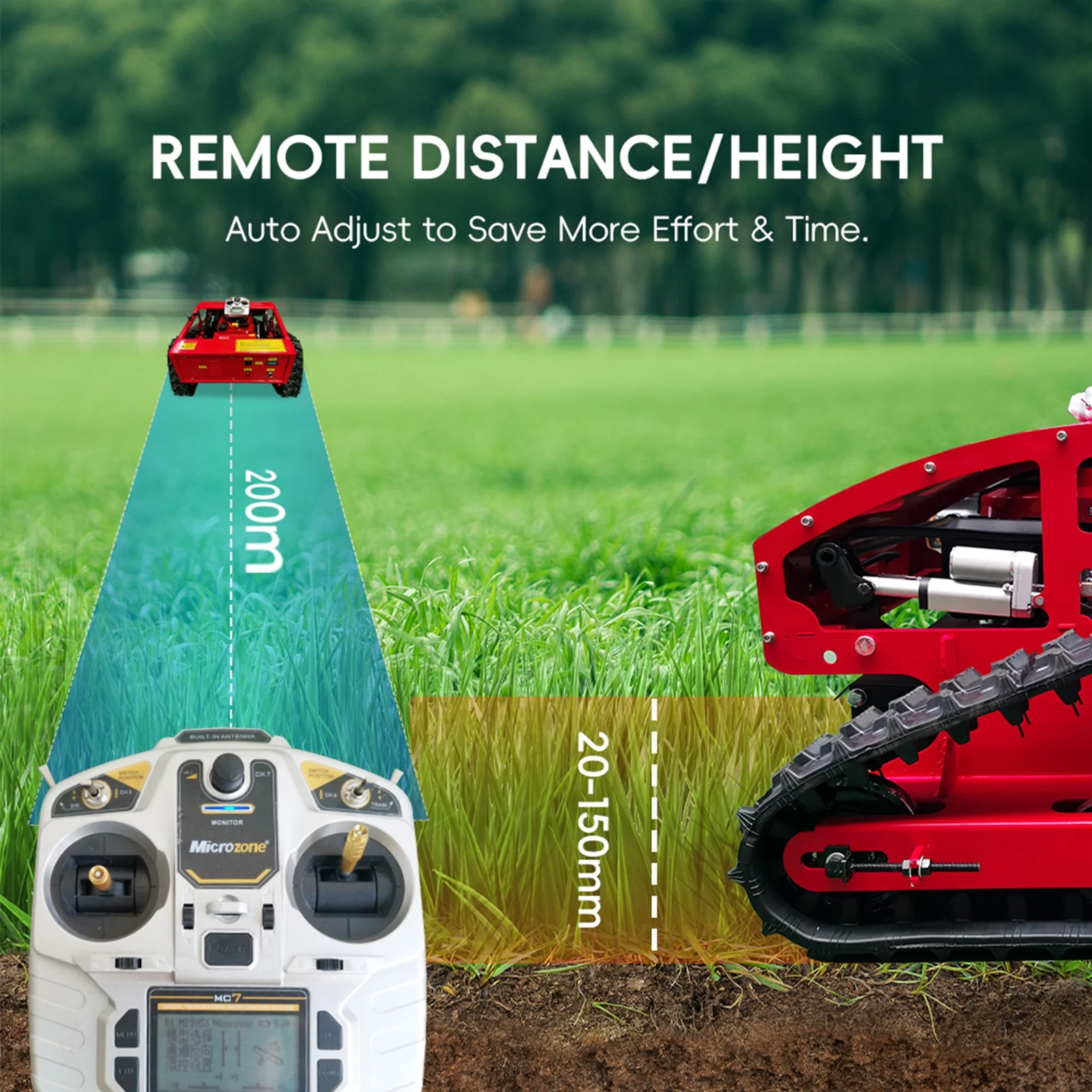 Automatic Remote Control Lawn Mower, 55 Cm/ 21.6 in Mowing Width RC Mower 45 Climbing Crawler Mower with EPA Loncin Engine, Wireless Grass Cutting Machine for Yard, Garden, Orchard, Grassland