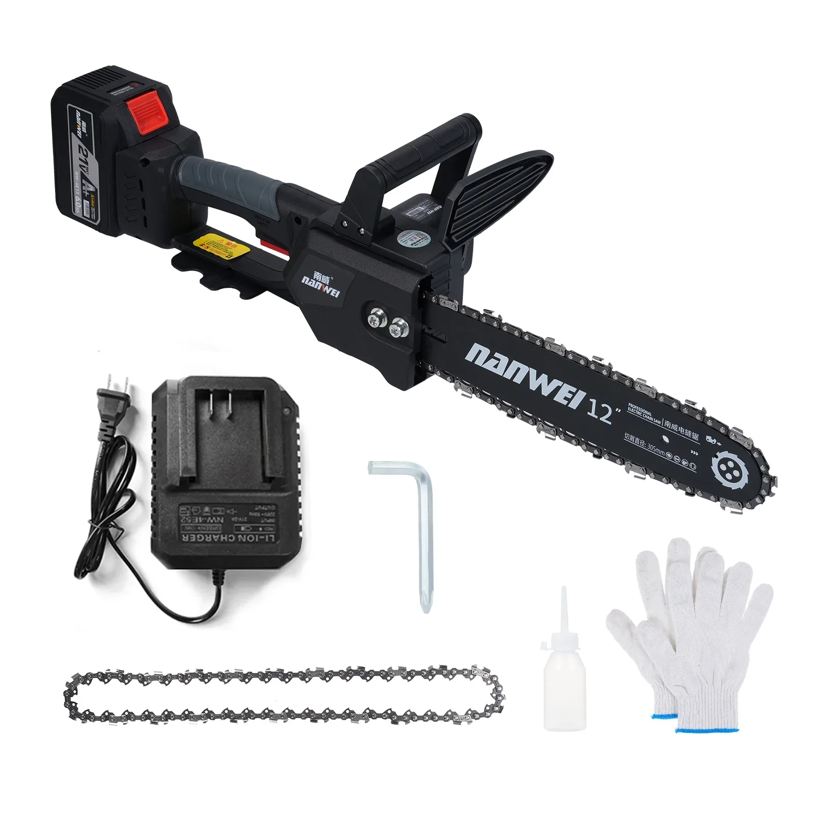 Chainsaw 12inch Electric Chainsaw 2000W Brushless Chainsaw Handheld Logging Saw With Safety Lock 21V 6000mah Rechargeable Battery For Wood Cutting Trimming Courtyard Garden
