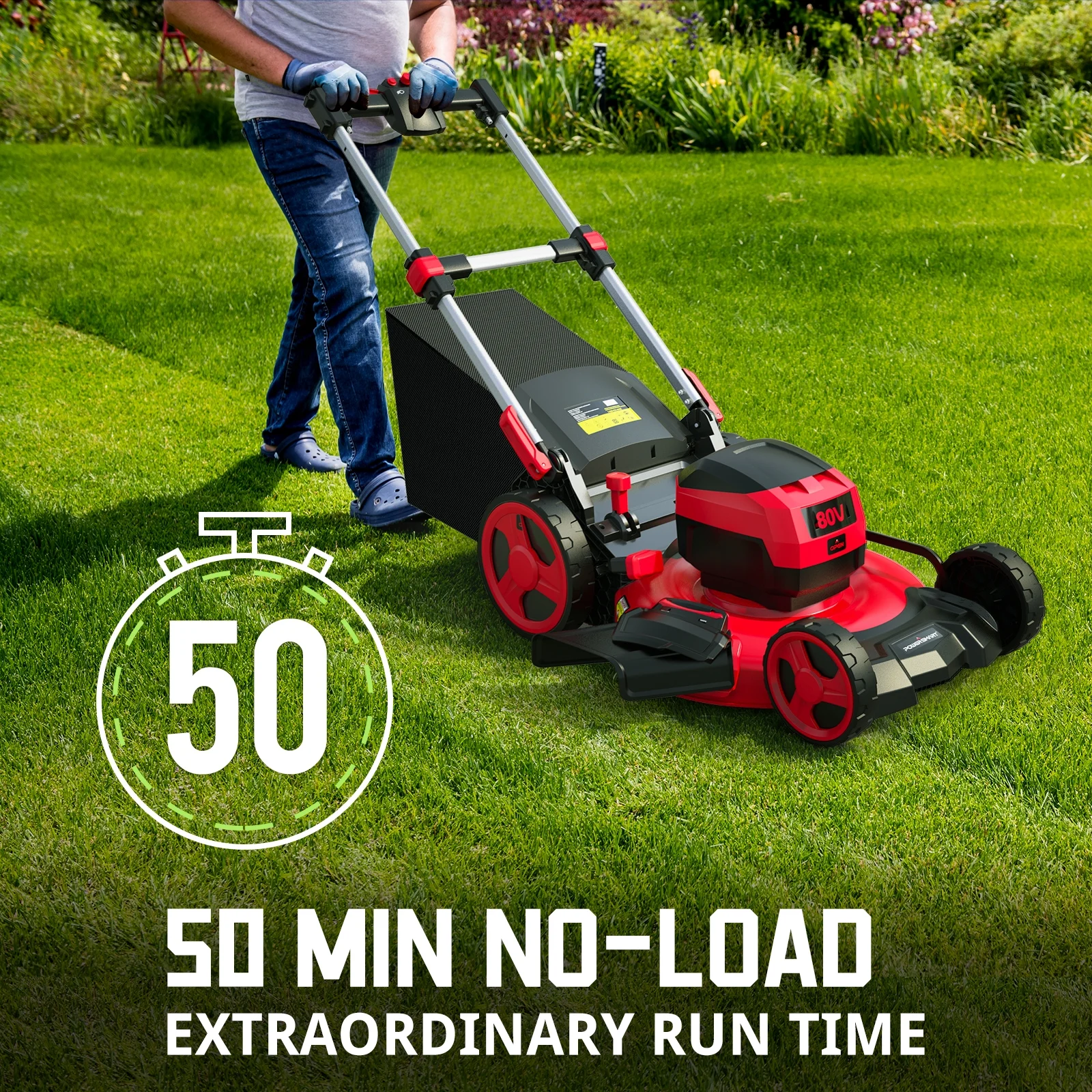 80V Cordless Lawn Mower with 5 Cutting Height, Adjustable Speed