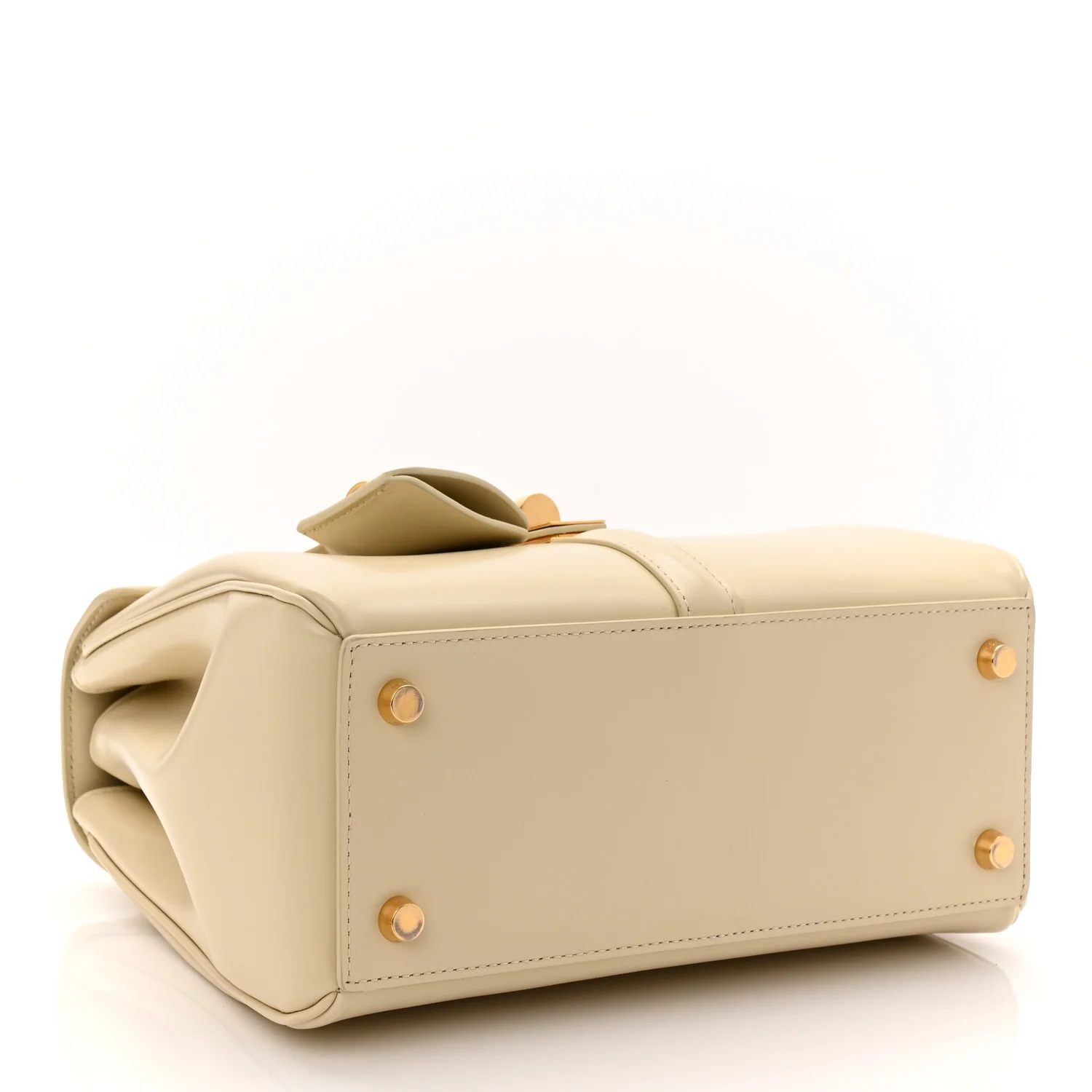 Satinated Calfskin Small 16 Top Handle Bag Beige