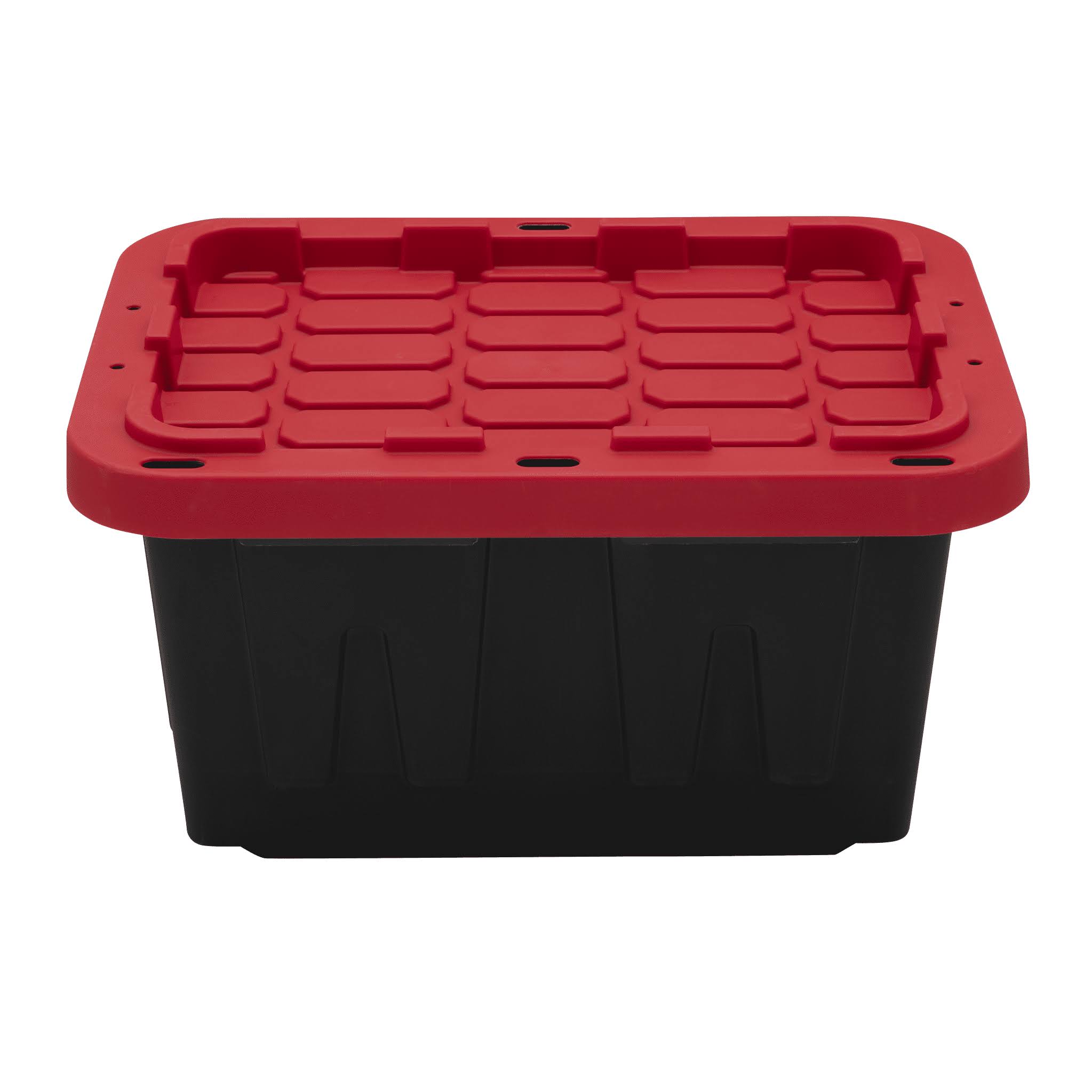 Hyper Tough 5 Gallon Snap Lid Storage Bin, Black/Red