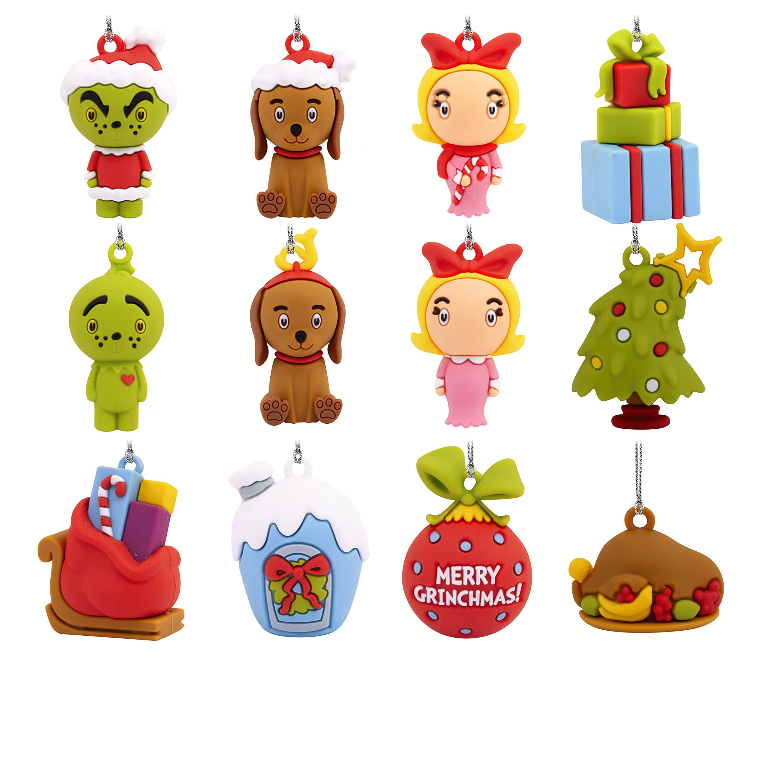 Dr. Seuss's How The Grinch Stole Christmas! Hallmark Countdown Calendar Paper Tree Set with 12 Mini Ornaments