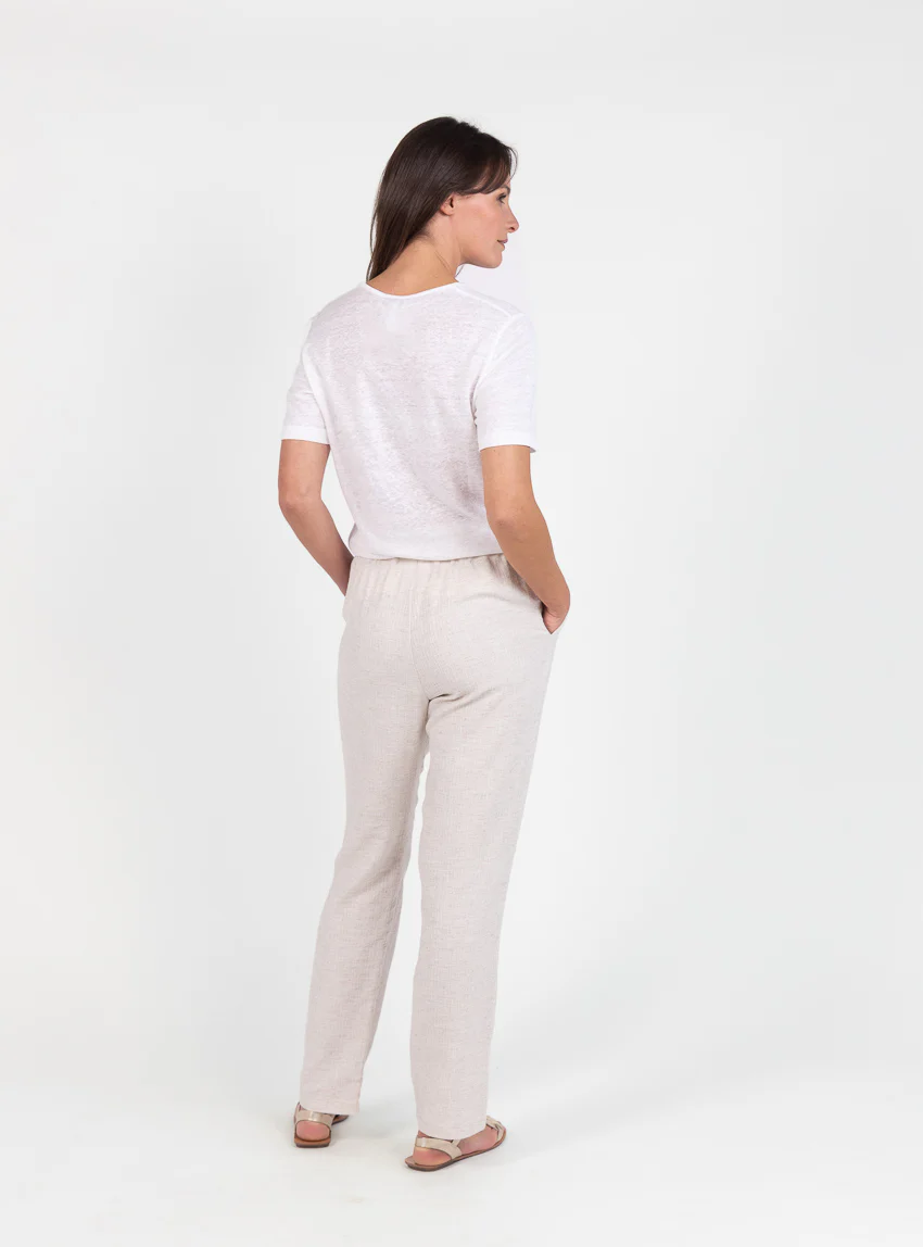 Tee-shirt femme en lin blanc