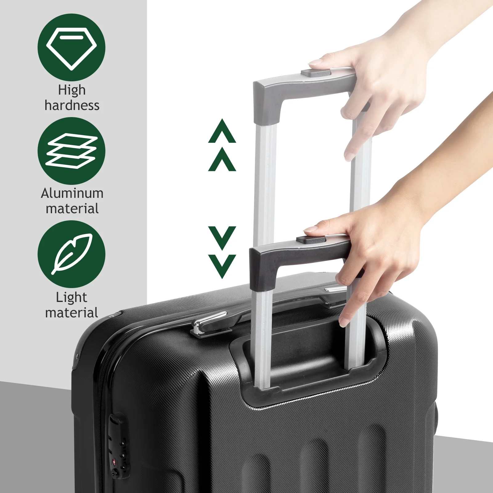 Zimtown Luggage 3 Piece Set Suitcase ABS Hardside Lightweight with TSA Lock Spinner Wheels, Beige