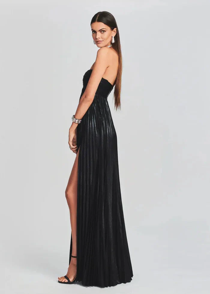Robe de soirée chic argentée sans bretelles