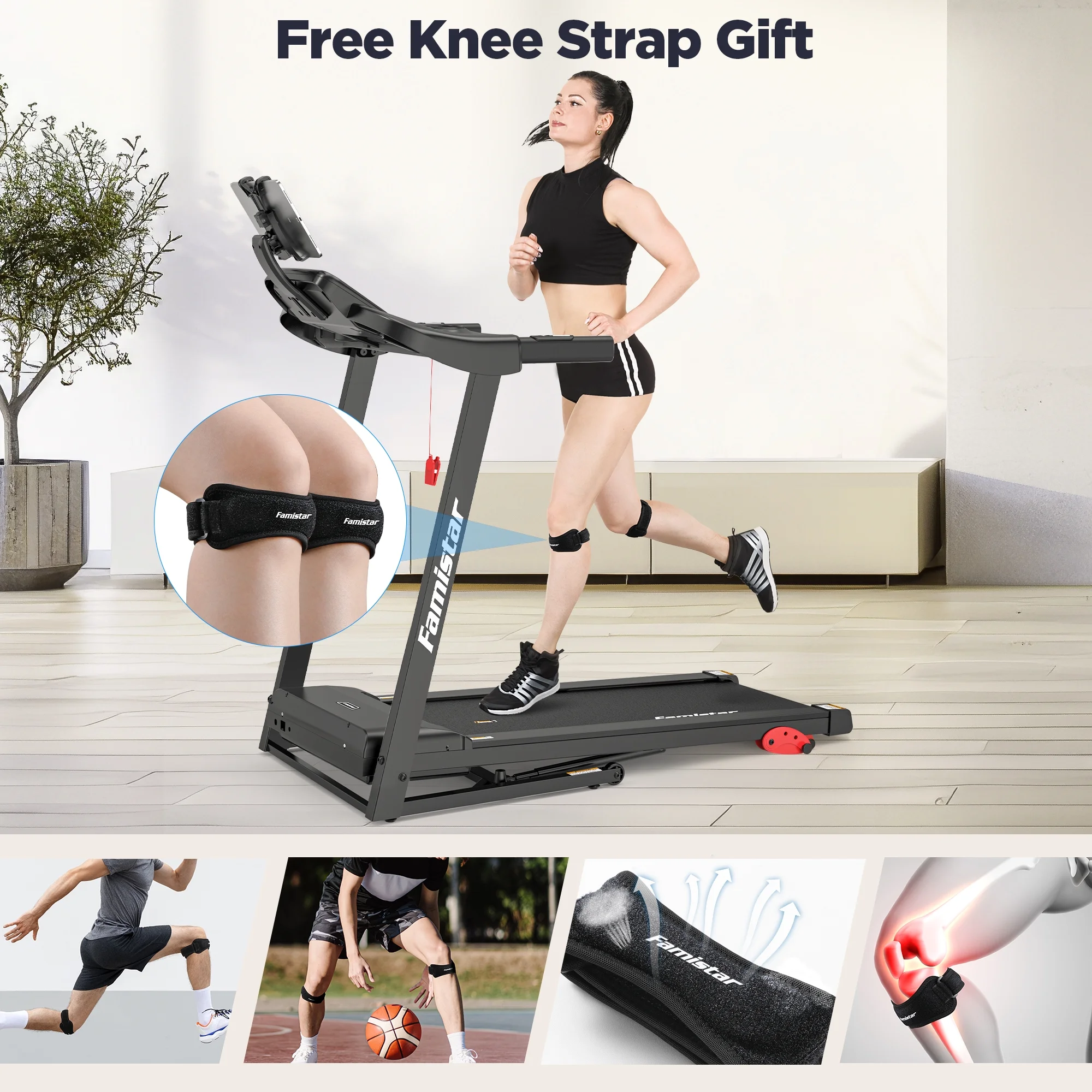 Treadmill for Home, Portable Folding Electric Exercise Treadmill with Adjustable Incline, APP Control, 64 Programs, 300 lb Capacity, 7.5MPH, Bluetooth Speakers, Running Walking Jogging, 12/23 Update - Image 7
