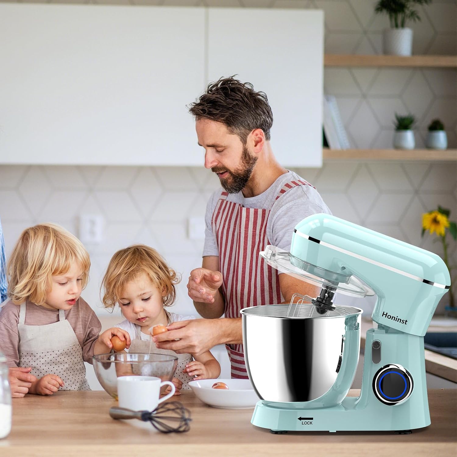 Honinst Stand Mixer, 6.5QT 10-Speed Tilt-Head 3-IN-1 Electric Food Mixer