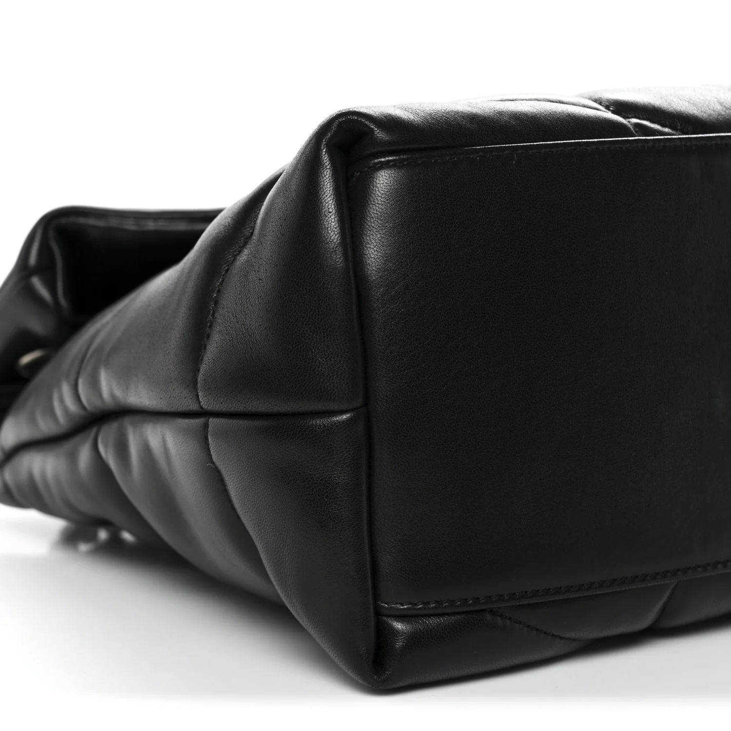 Lambskin Quilted Medium Loulou Puffer Monogram Chain Satchel Black