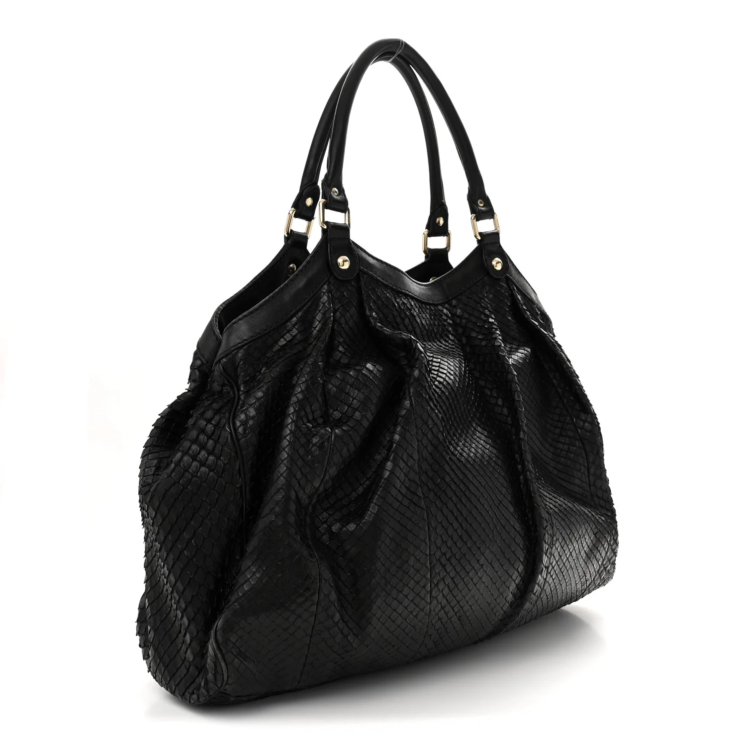 Snakeskin Large Sukey Tote Black