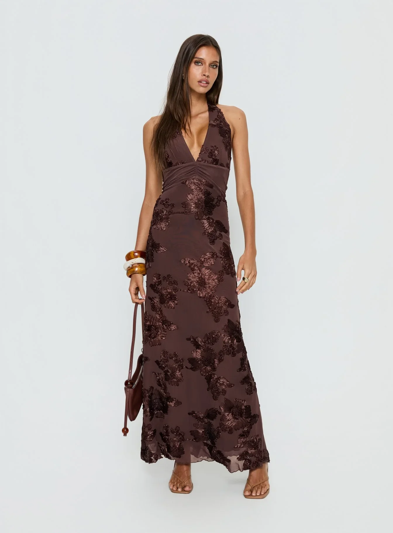 Rousseau Halter Maxi Dress Espresso