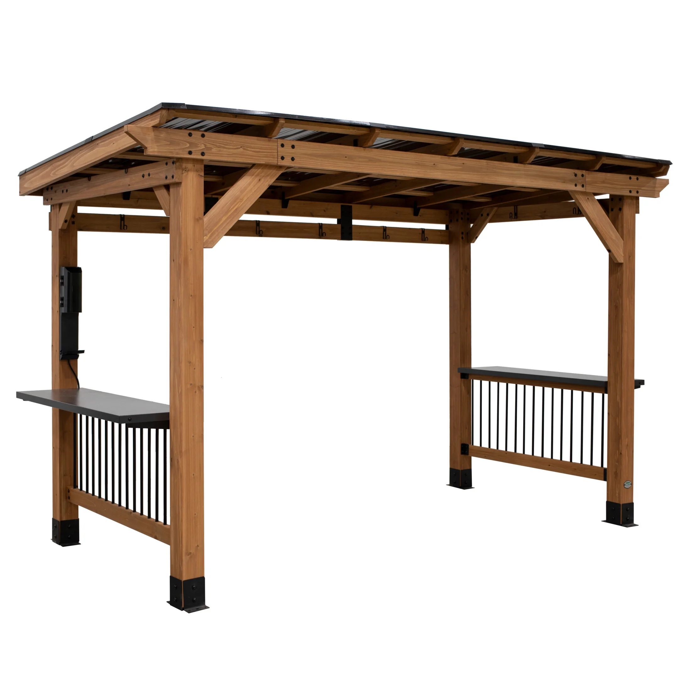 Saxony XL 12'x6' Cedar Grill Gazebo, Galvanized Steel Roof, Bar Tops - Image 2