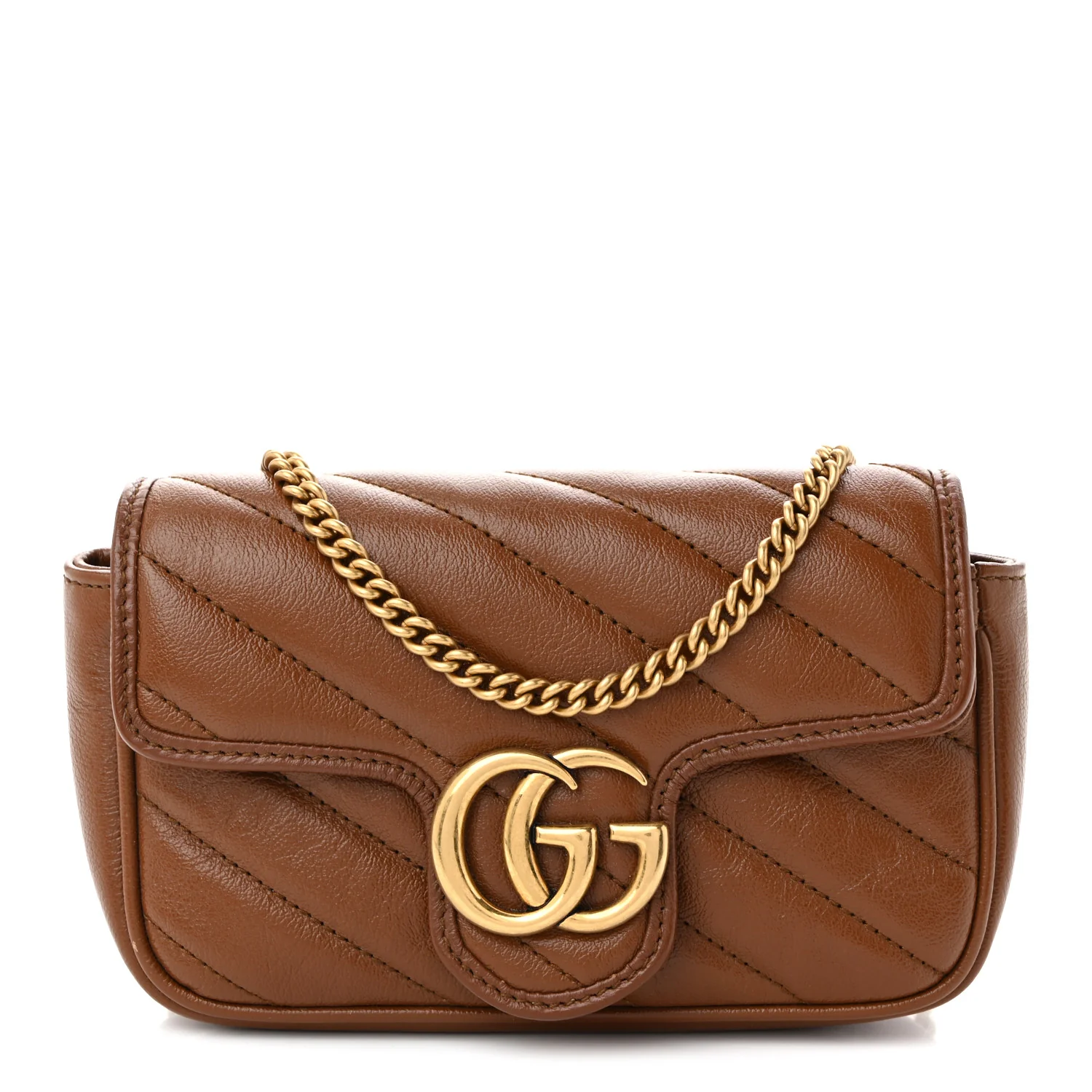 Azalea Calfskin Matelasse Diagonal Super Mini GG Marmont Shoulder Bag Cuir