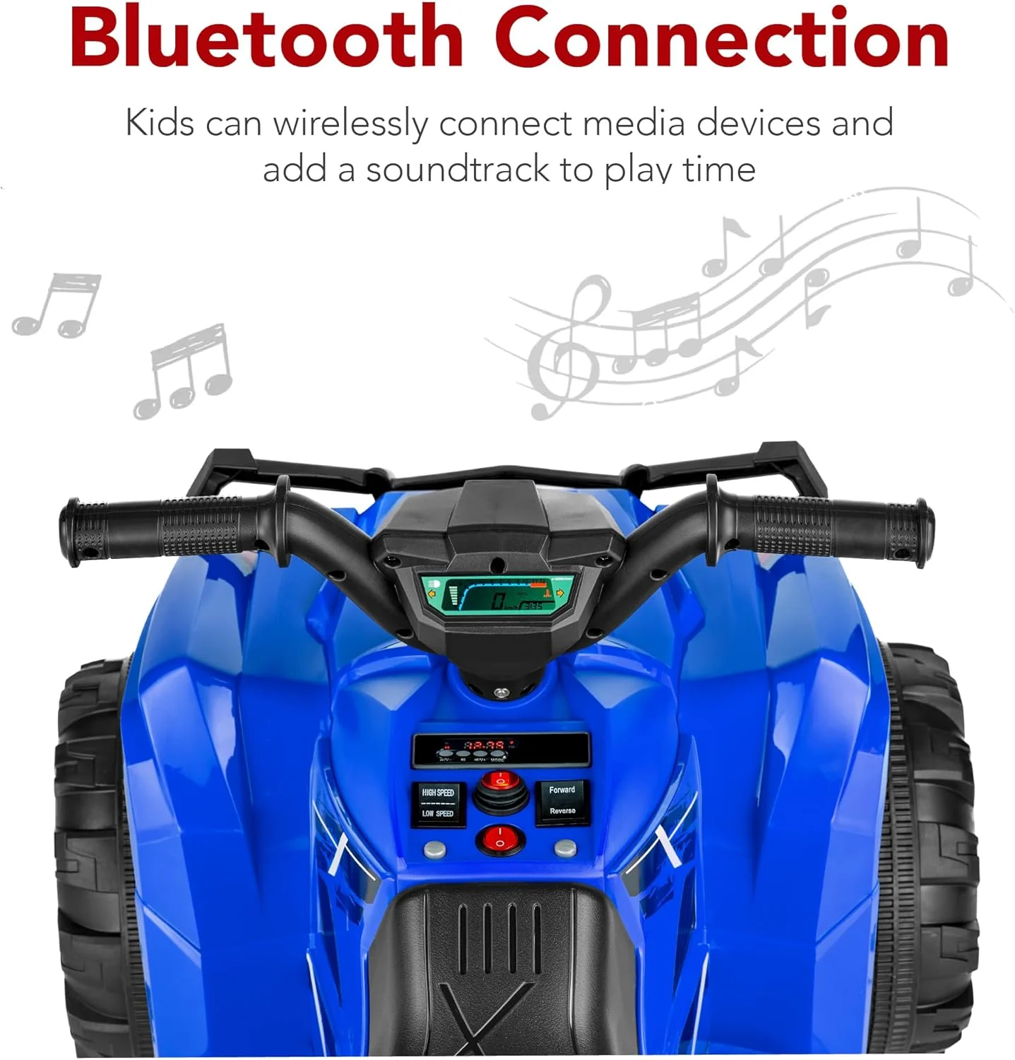 Quad électrique 12 V pour enfants Best Choice Products, véhicule tout-terrain à 4 roues avec audio Bluetooth, vitesse maximale de 3,9 km/h, pneus à crampons, phares LED et radio.