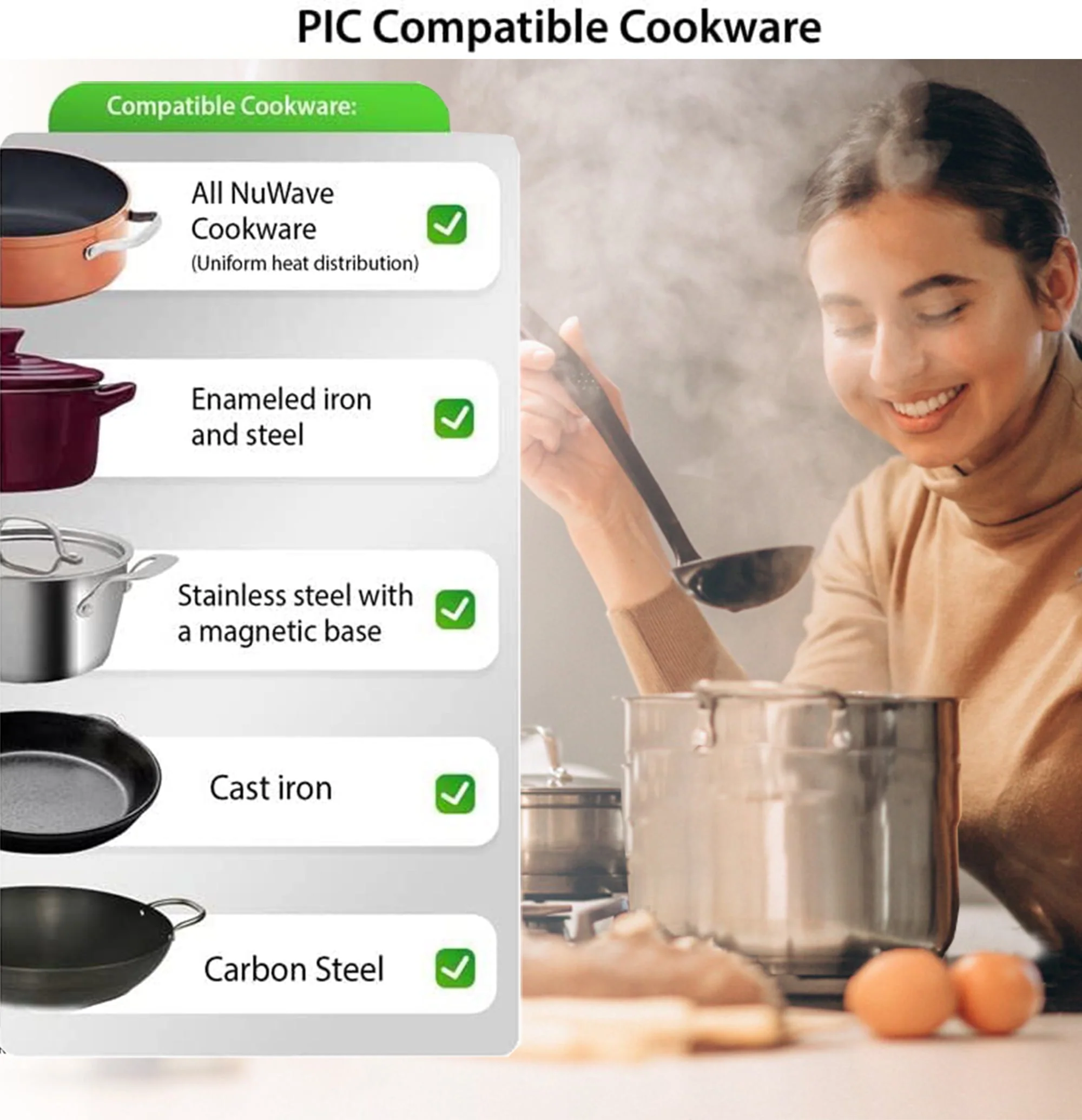 NuWave Precision Induction Cooktop 8inch Portable Induction Cooker, 100��F to 575��F and 3 Wattage Settings Image 3
