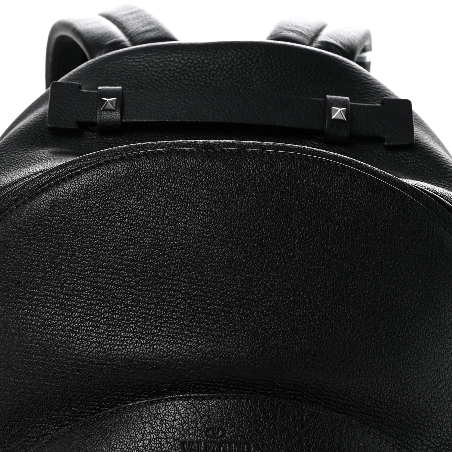 Grained Calfskin Rockstud Backpack Black