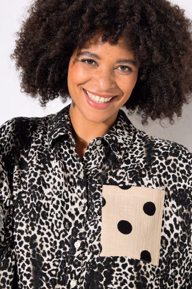 Oversized patterned muslin blouse