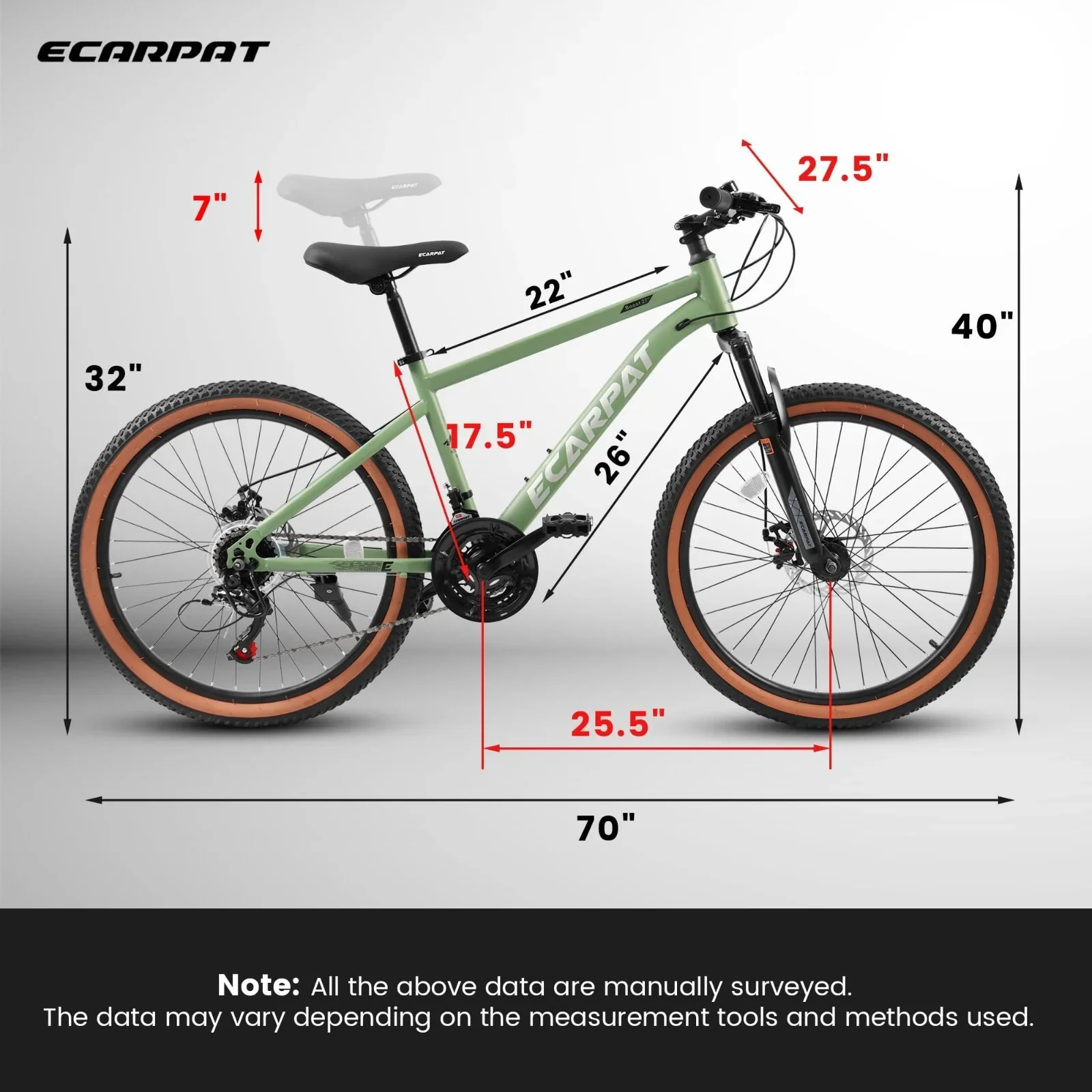 24 Inch Mountain Bike, 21-Speed Summer travel Bicycles, Students Trail Commuter City Snow Beach Mountain Bicycles