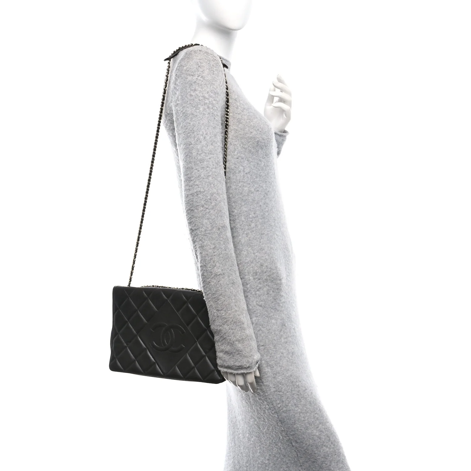 Lambskin Quilted Large Diamond CC Flap Black