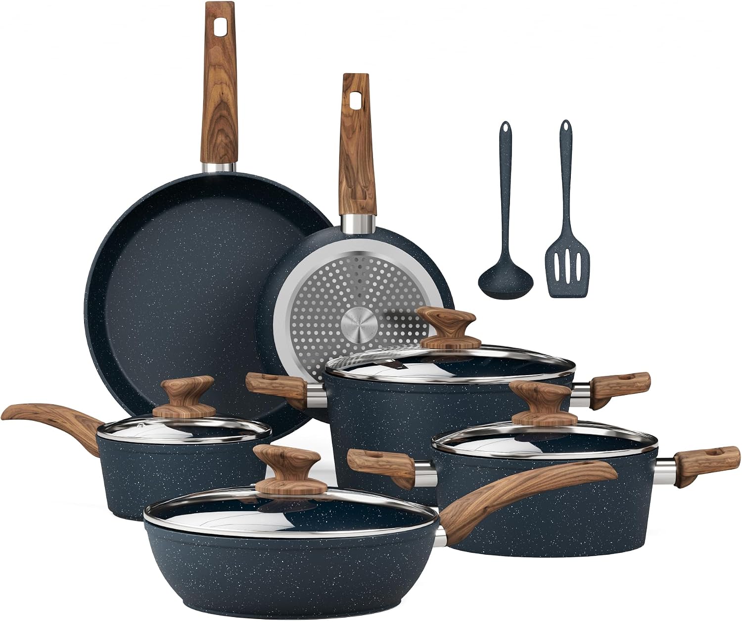Kitchen Academy Pots and Pans Set Non Stick, 12pcs Induction Cookware