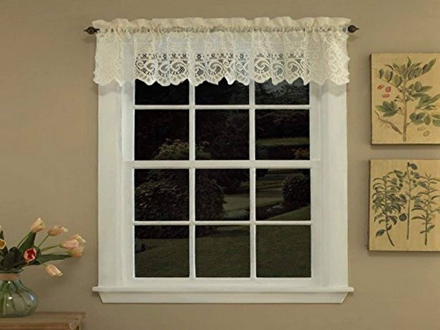 Sweet Home Collection Old World Style Floral Heavy Lace Kitchen Curtain Valance