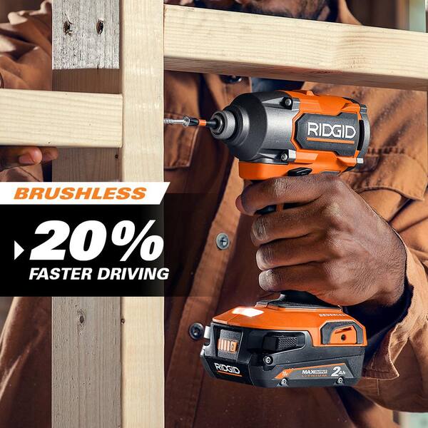 18V Brushless Cordless 2 Tool Combo Kit with Hammer Drill, Impact Driver, (3) Batteries, Charger, and Bag Image 8