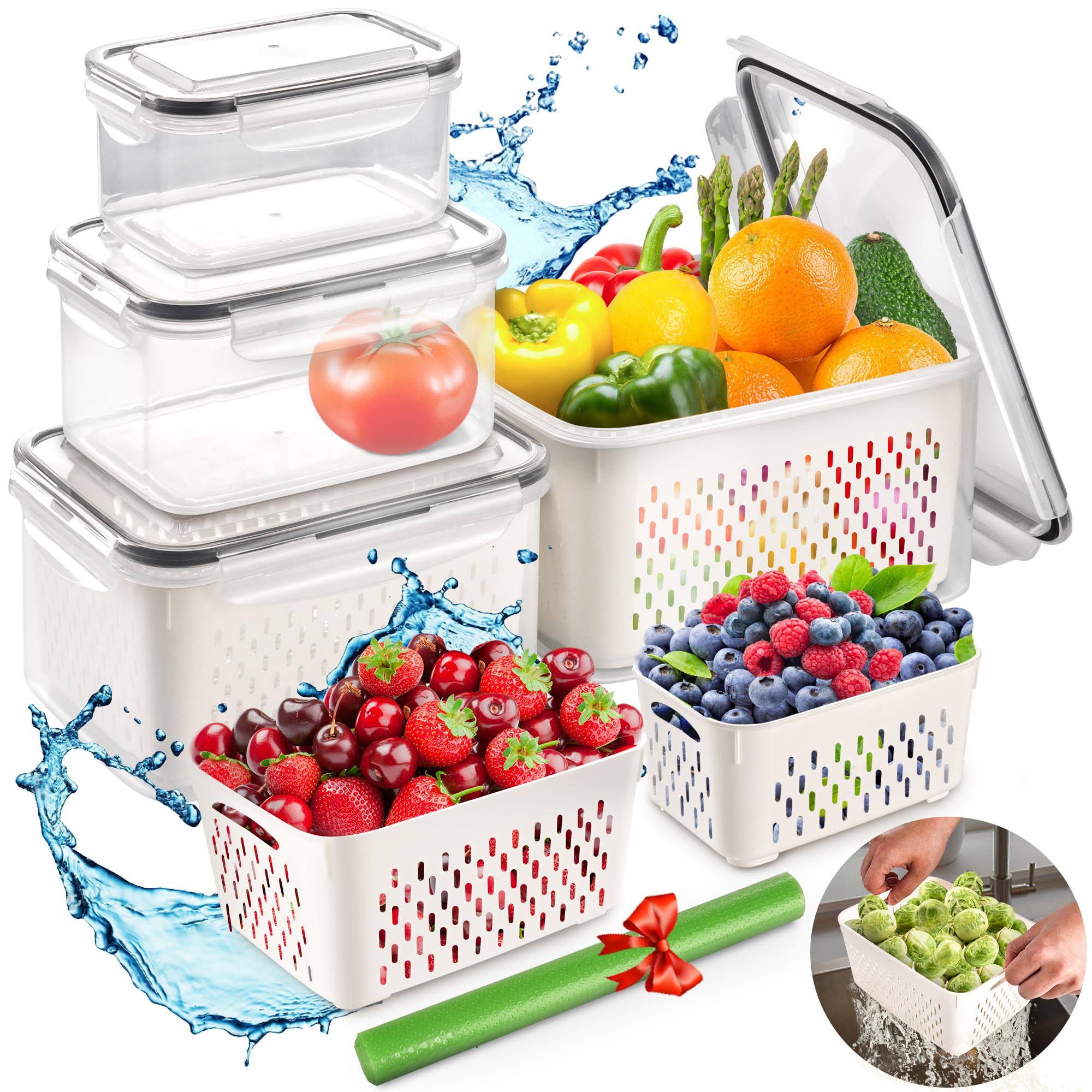 8-Pack Multisize Plastic BPA-Free Reusable Food Storage Container Set with Lid