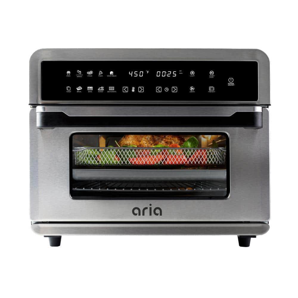 Aria All-in-1 Premium 30 Qt. Stainless Steel Touchscreen Air Fryer Toaster Oven with Recipe Book