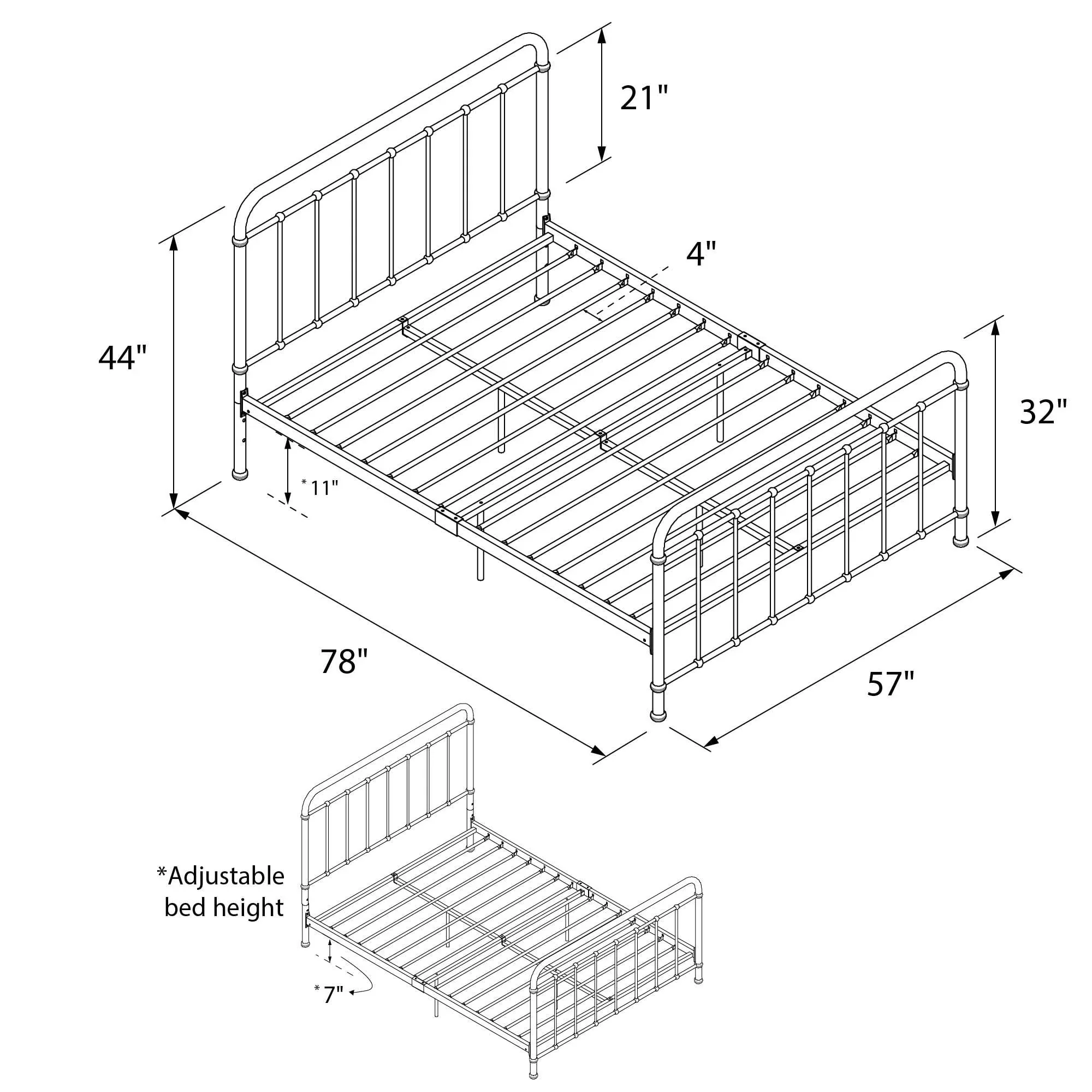 Better Homes & Gardens Kelsey Full Metal Bed, Black