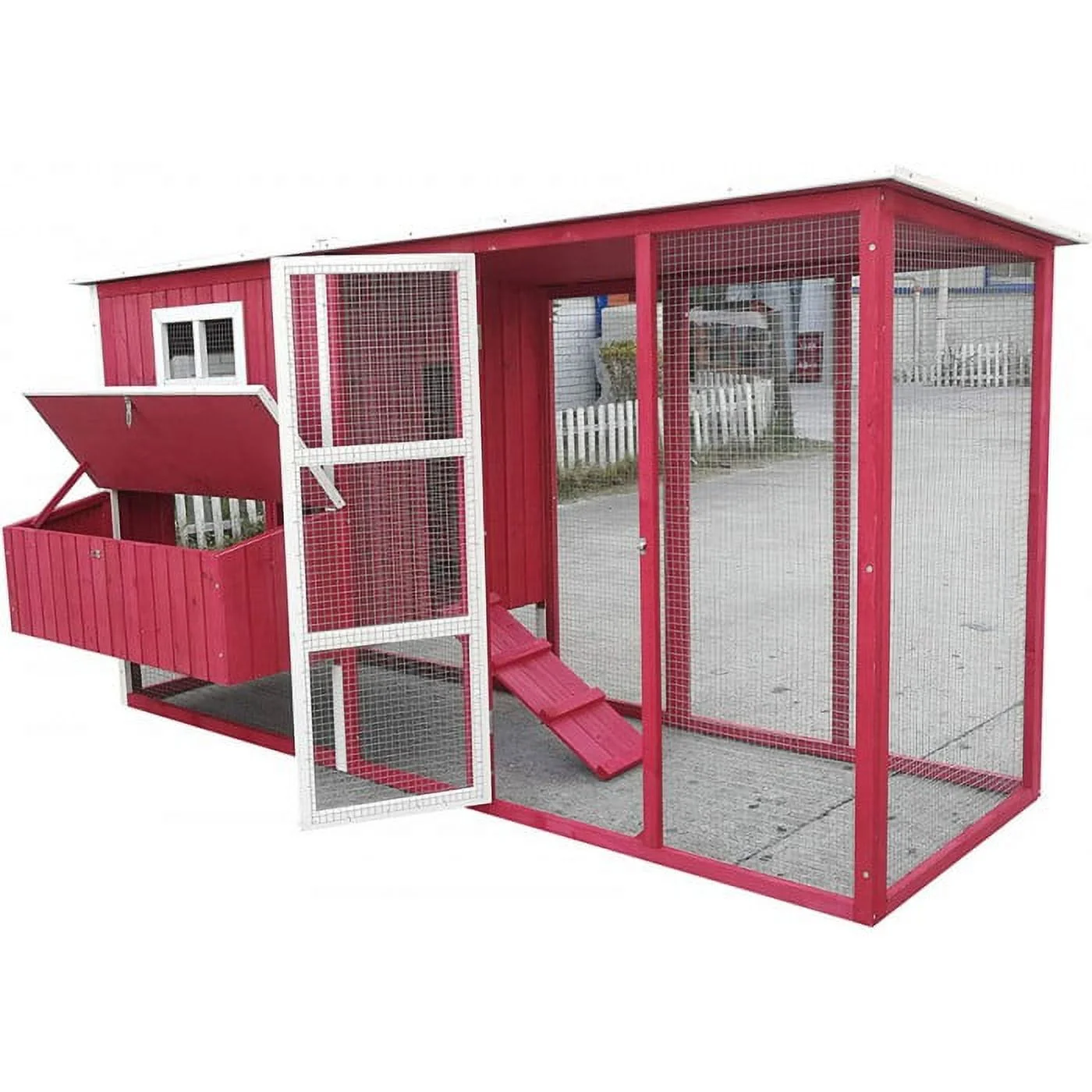 Wooden Portable Backyard Chicken Coop and Run with Chicken Coops, Red Fits 4-6 Chickens - Image 9
