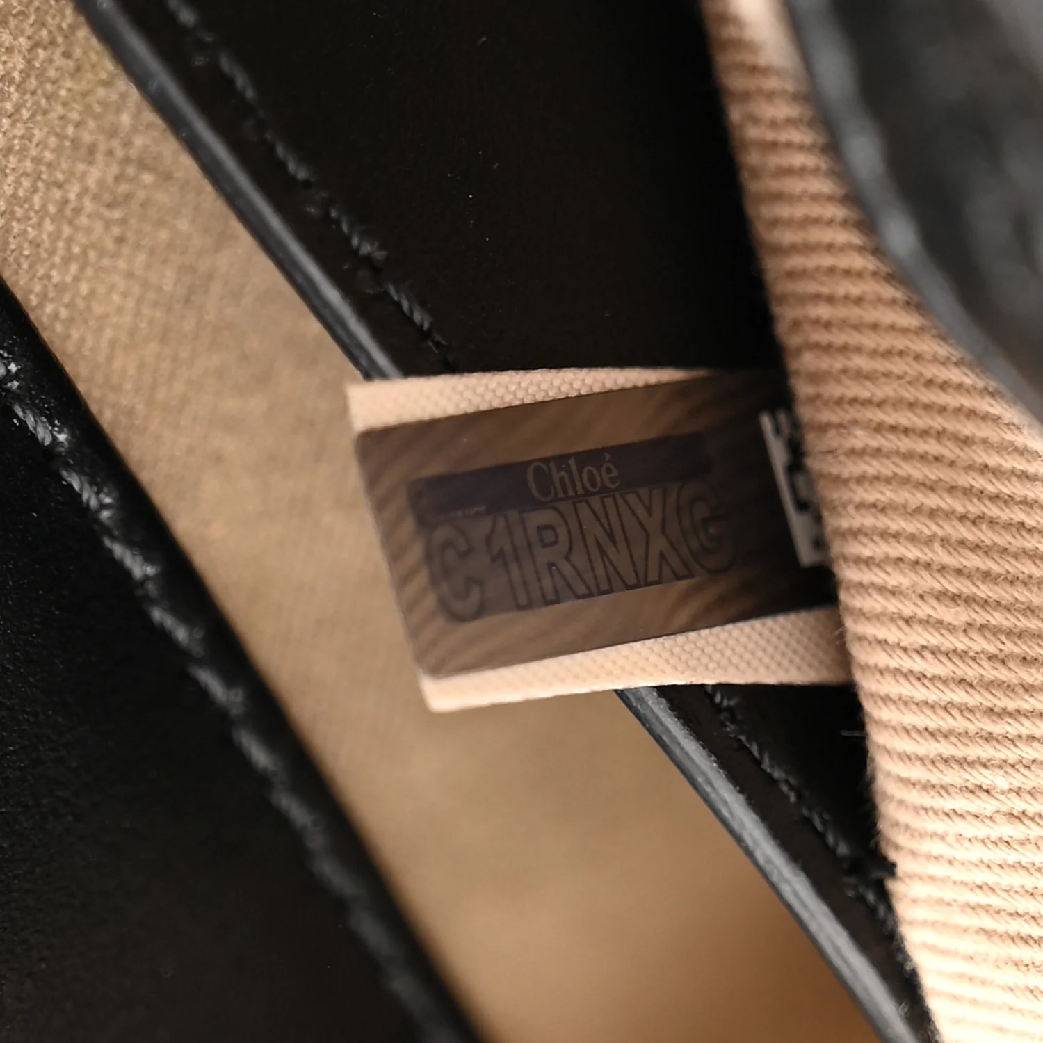 Shiny Calfskin Suede Mini C Double Carry Black