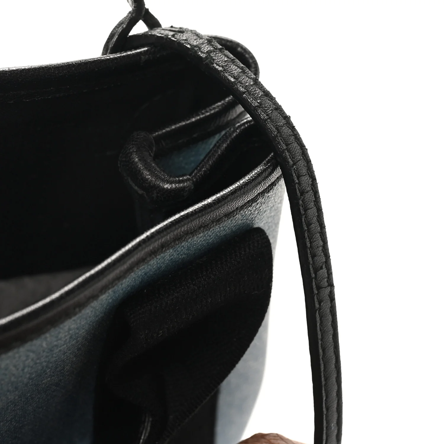 Denim  Fabric Satin Calfskin Navy Cabas XS Blue Black