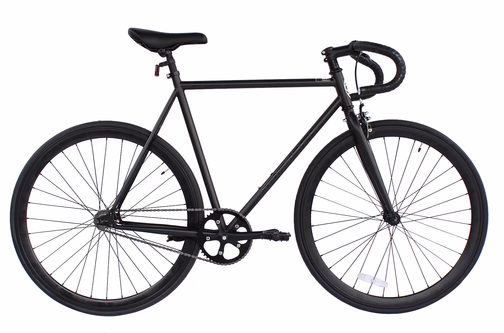 Fixed Bike 700C 57Cm Hi Ten Steel Frame Side Pull Brake Alloy Black Rims 700C*1 5*14G*32H*H30 Black Spokes, Tire: Black  Matte Black Black(Matte Black)