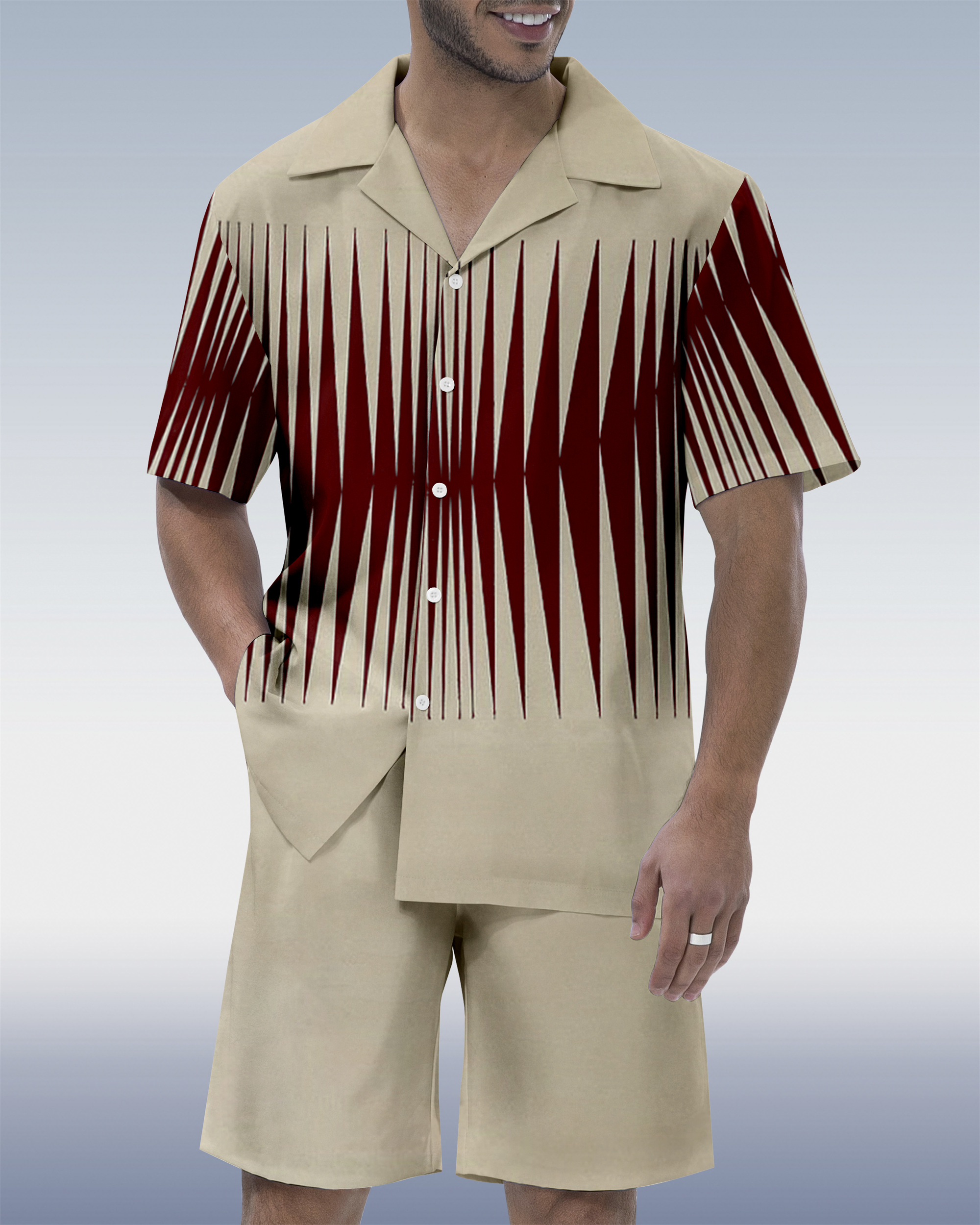 Ensemble de chemises à manches courtes pour homme, colorblock, géométriques, hawaïennes, col cubain