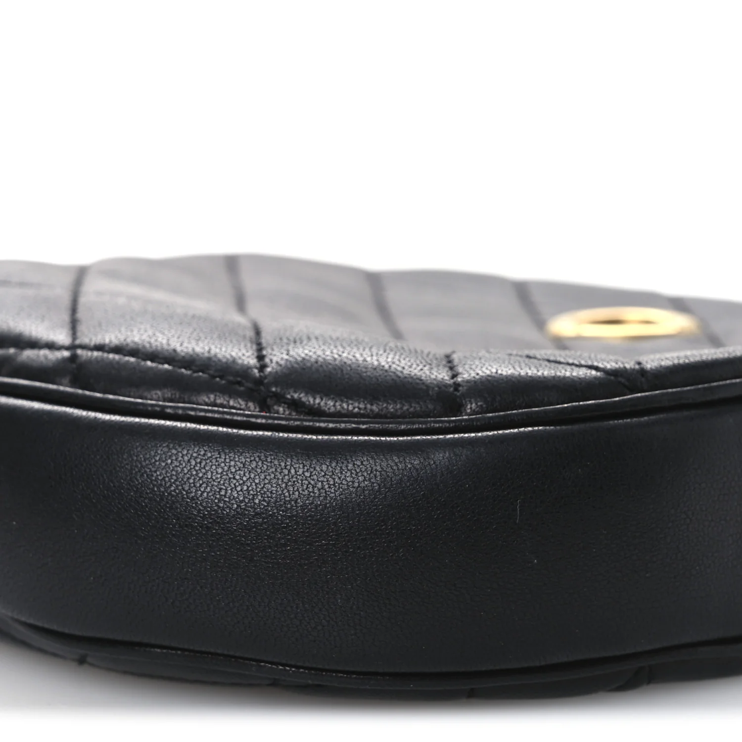 Lambskin Quilted Round Le Maillon Round Tassel Chain Crossbody Bag Black