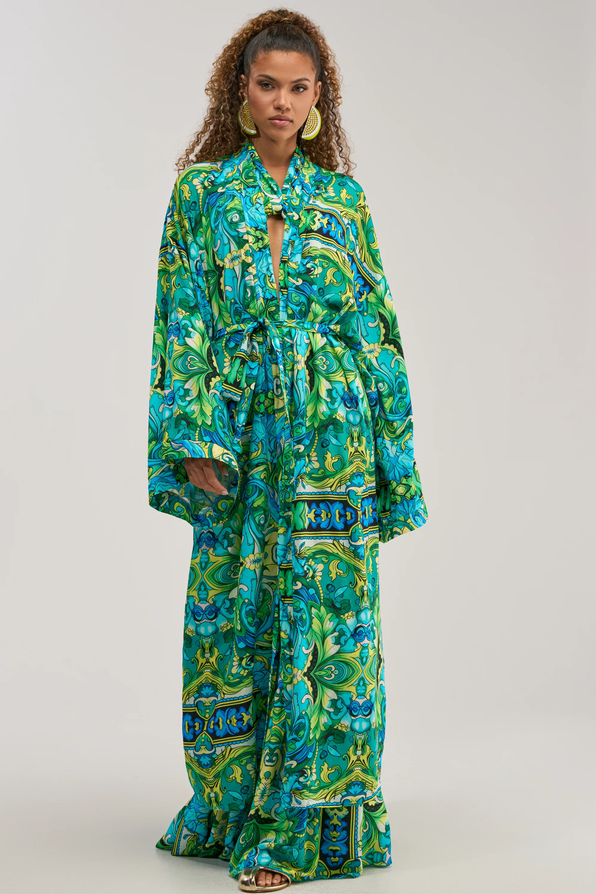 INTO THE GARDEN DUSTER IN GREEN MULTI - Akira Store