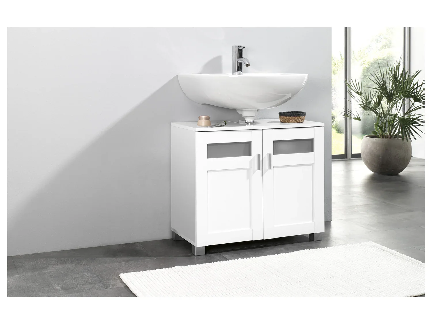 LIVARNO home Meuble sous-vasque Basel, 68,5 x 58,7 x 34,8 cm, blanc
