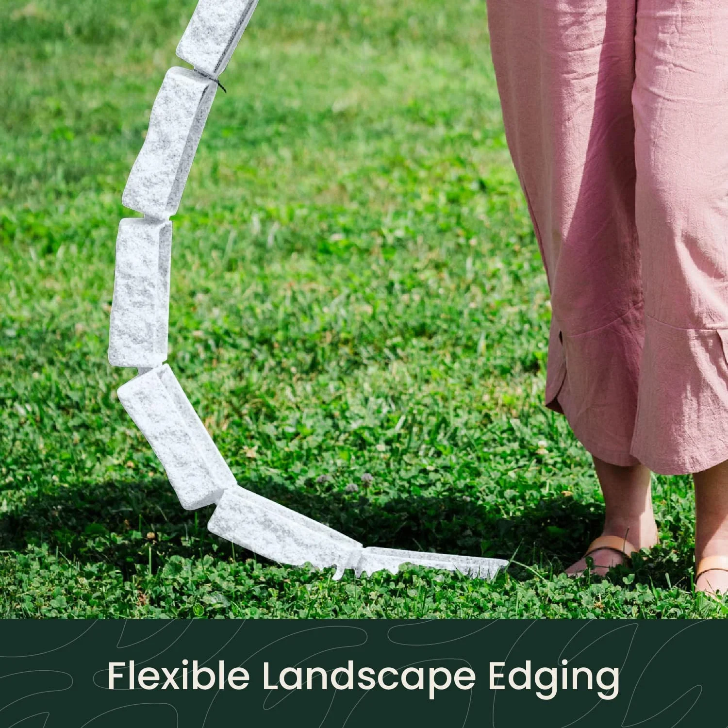 Beuta Landscape Edging | Garden Edging Border | No Dig Faux Stone Bricks for Lawn Edging, Flower beds, Pathways & Yard�C 4 Packs | Each Section Has 6 Bricks 48 L x 4 W x 2.25 H |12 Spikes |Limewash