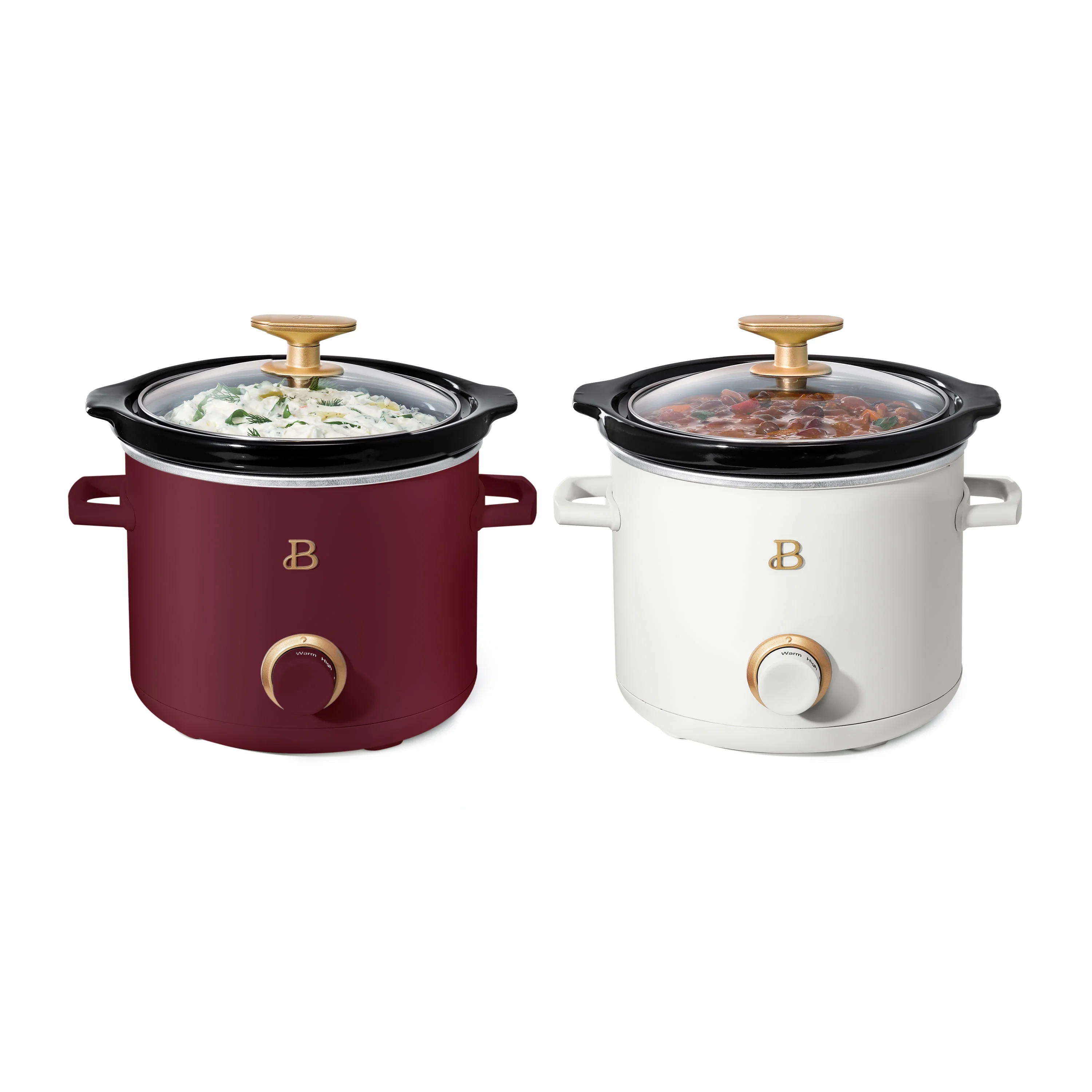Beautiful 2 qt Slow Cooker Set, 2 Pack, White Icing and Merlot by Drew Barrymore, 19340, 100 W Image 9