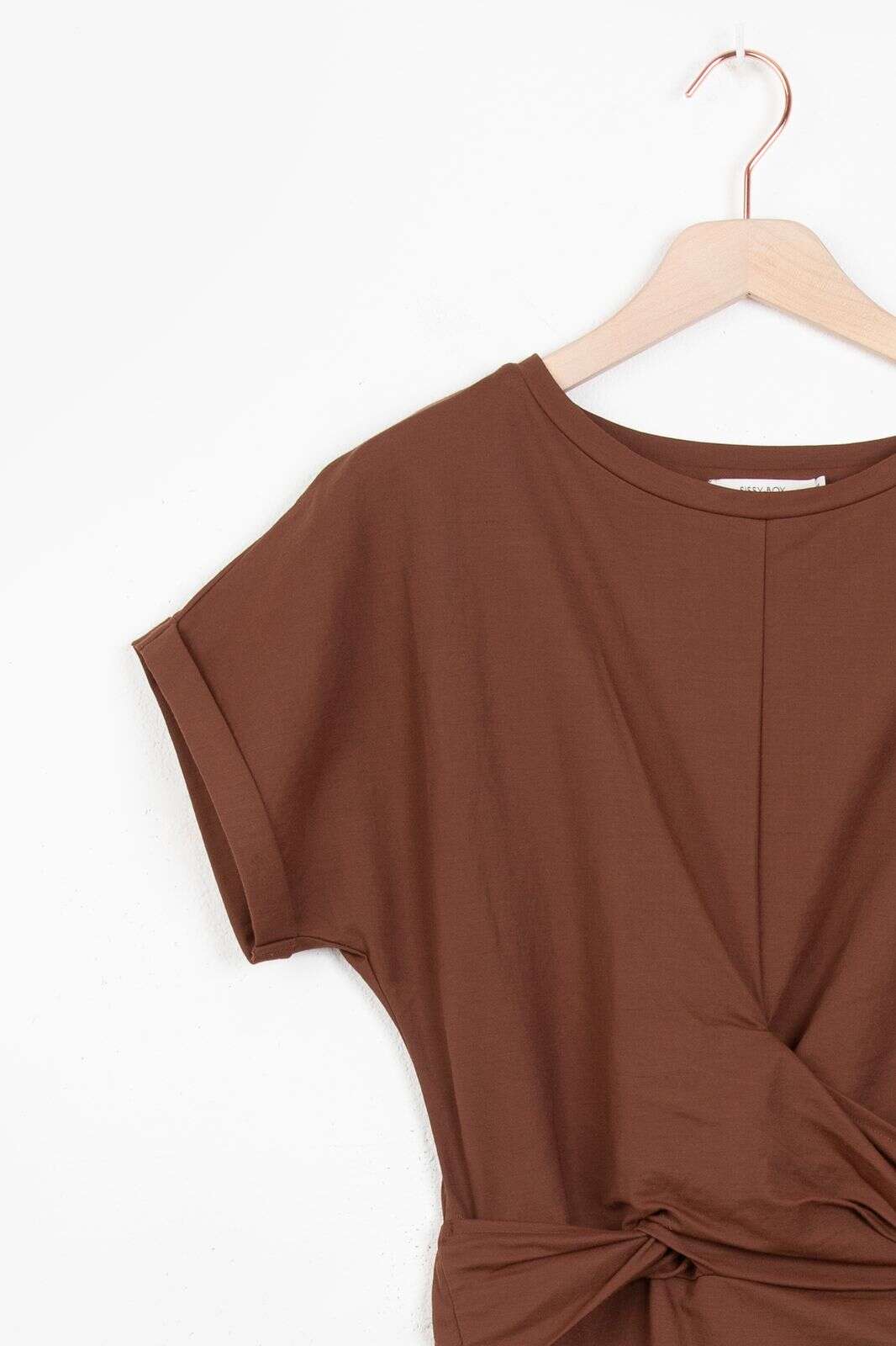 Donkerbruine jersey wikkeljurk