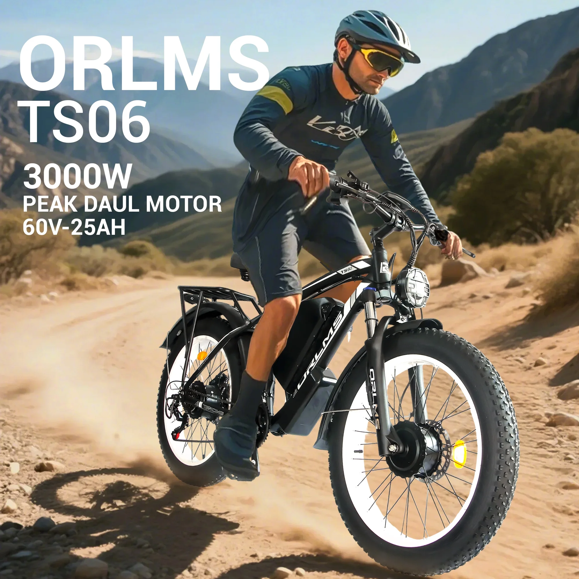 5000W-Electric-Bike for Adults-Men, Dual-Motor-Ebike 50MPH-Hunting-Ebike, 60V 25AH Long Range Dirtbike, 26" x 4.0 Fat-Tire-Electric-Bicycle,AWD 21-Speed Mountain Bike for Off-Road Snow Sand - Image 5