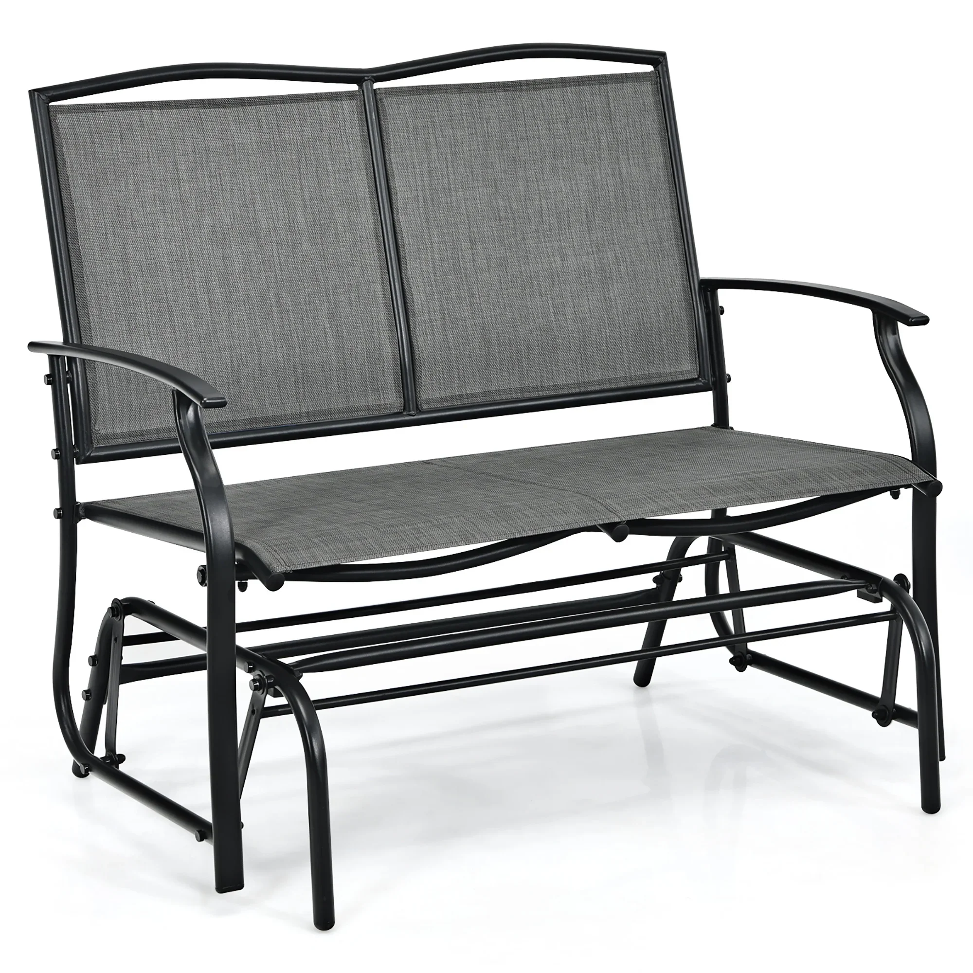 Costway Patio Glider Rocking Bench Double 2 Person Chair Loveseat Garden Black